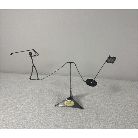 Certo Italian Craft Metal Handmade Modernist Style Golfer Sculpture Figure Golf - Picture 2 of 7